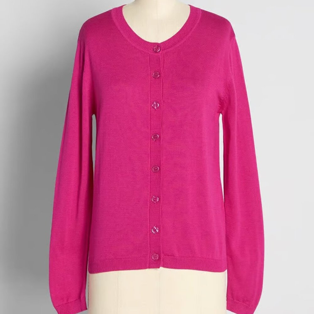 NWT Modcloth When Classic Calls Cardigan Jelly Roll Pink Size Small S NEW